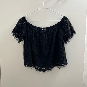 Lace over shoulder top